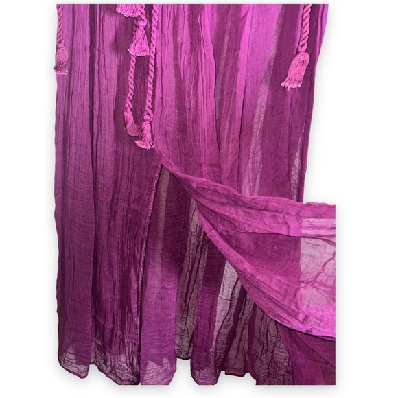 NEW Miguelina Womens Juno Tassel Tie Dress in Magic Magenta Maxi Dress Size S - Picture 5 of 11